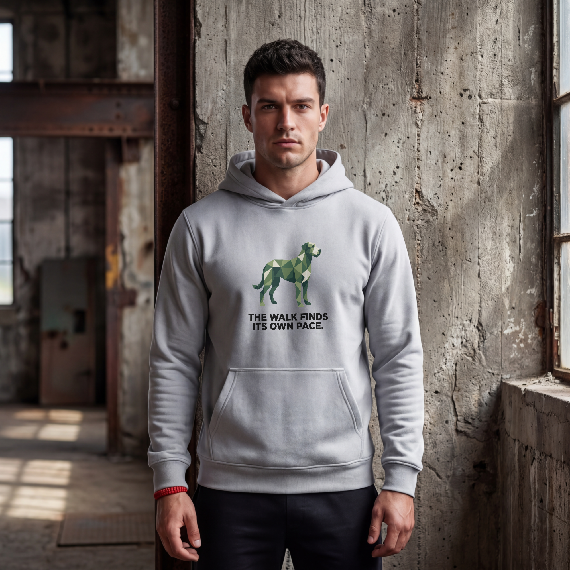 Irish Wolfhound Low Poly Hoodie — Forest Green Geometric Art Print