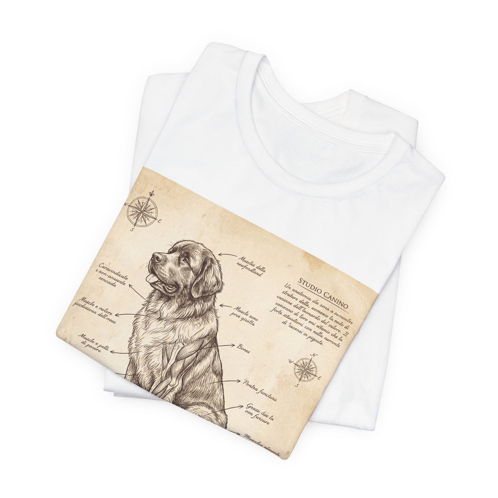 Da Vinci Style Newfoundland T-Shirt — Sepia Anatomical Study Art Print