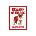 Beware of Saint Bernard Metal Sign – Full Body Red Aluminum Wall Sign – side view