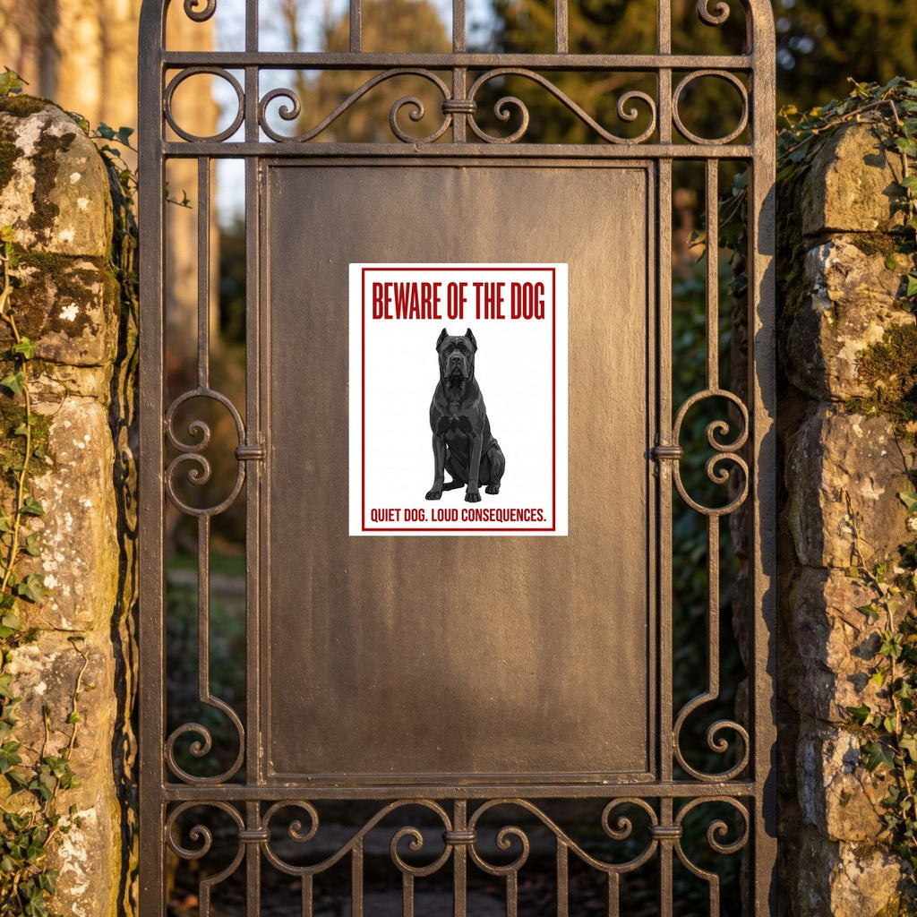 Beware of Cane Corso Sign – Bold Red Warning Outdoor Vinyl Decal