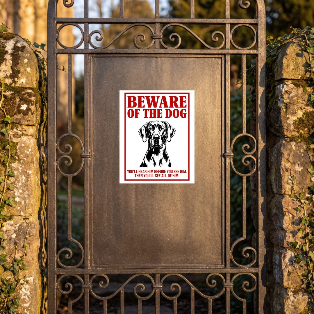 Beware of Great Dane Metal Sign – Bold Portrait Aluminum Wall Sign