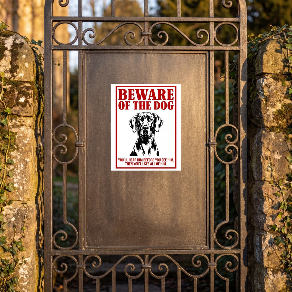 Beware of Great Dane Sign – Bold Red Portrait Outdoor Vinyl Decal