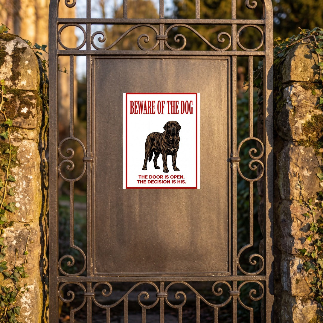 Beware of Mastiff Sign – Bold Red Warning Outdoor Vinyl Decal