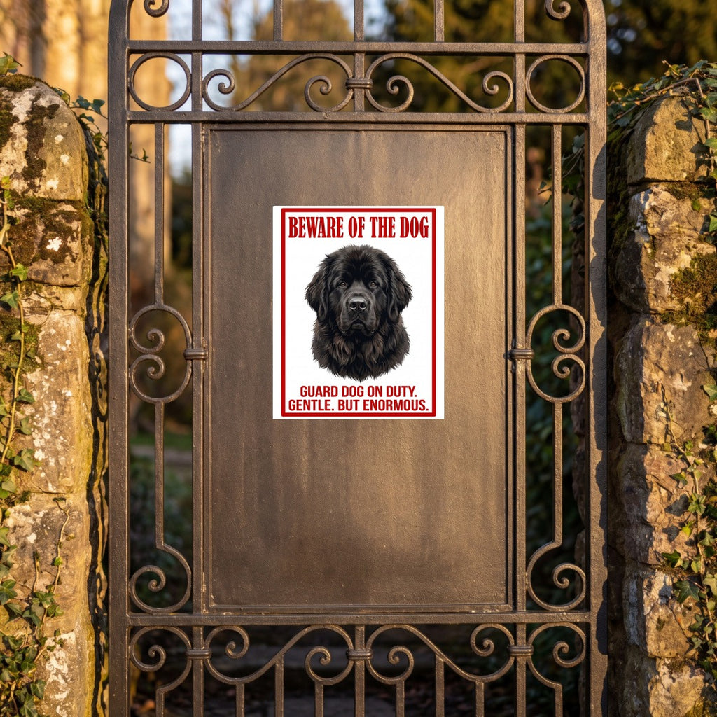 Beware of Newfoundland Sign – Bold Red Warning Outdoor Vinyl Decal