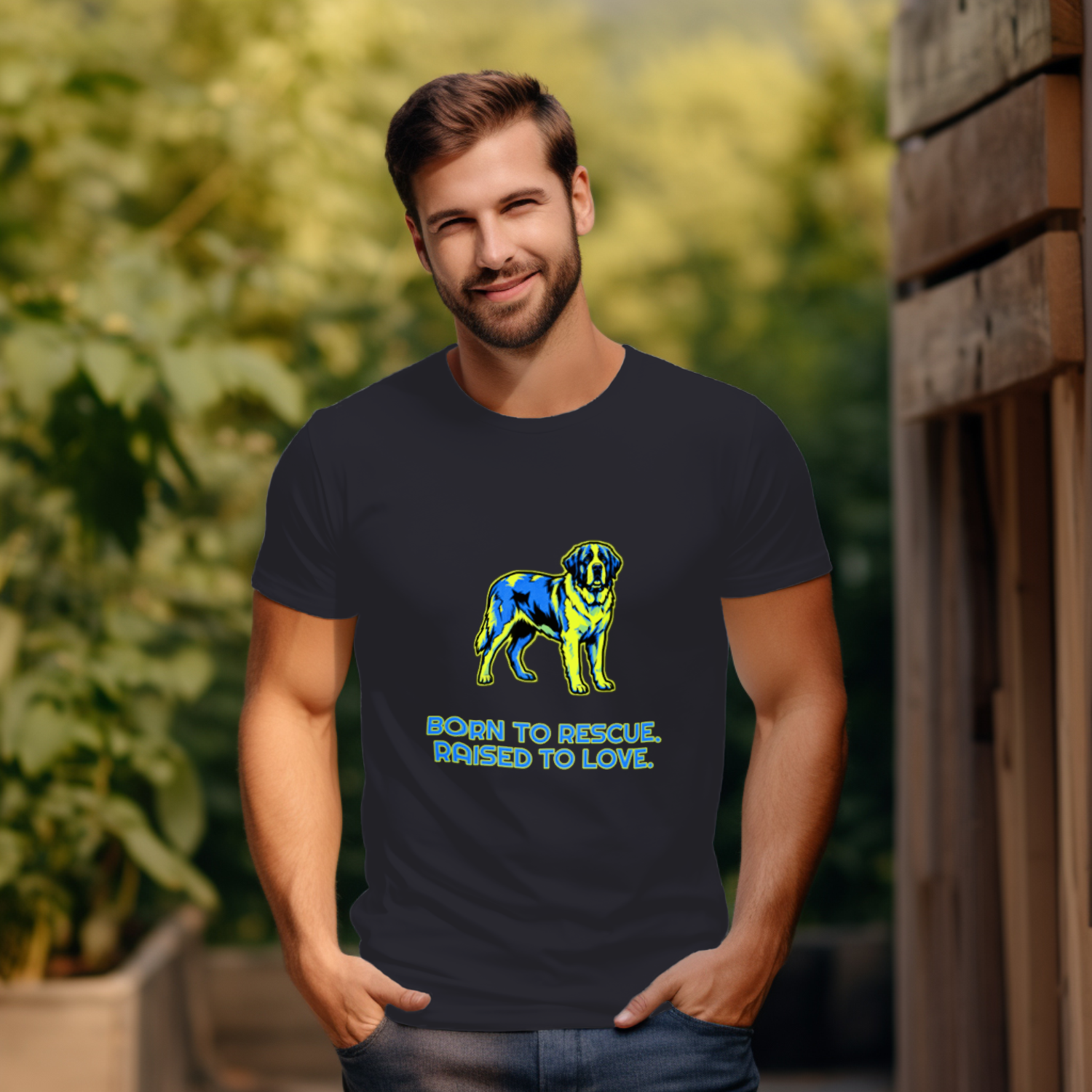 Saint Bernard Gift Shirt | Born to Rescue | Dog Lover Art | Noble Giants
