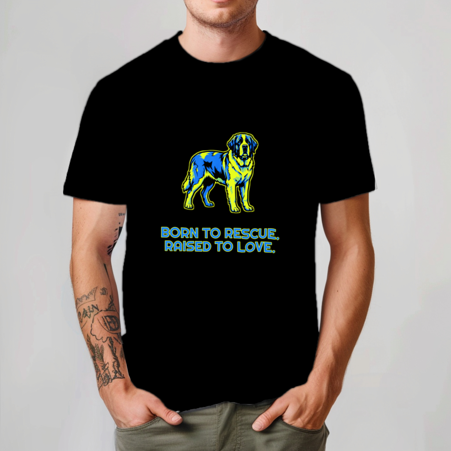 Saint Bernard Gift Shirt | Born to Rescue | Dog Lover Art | Noble Giants