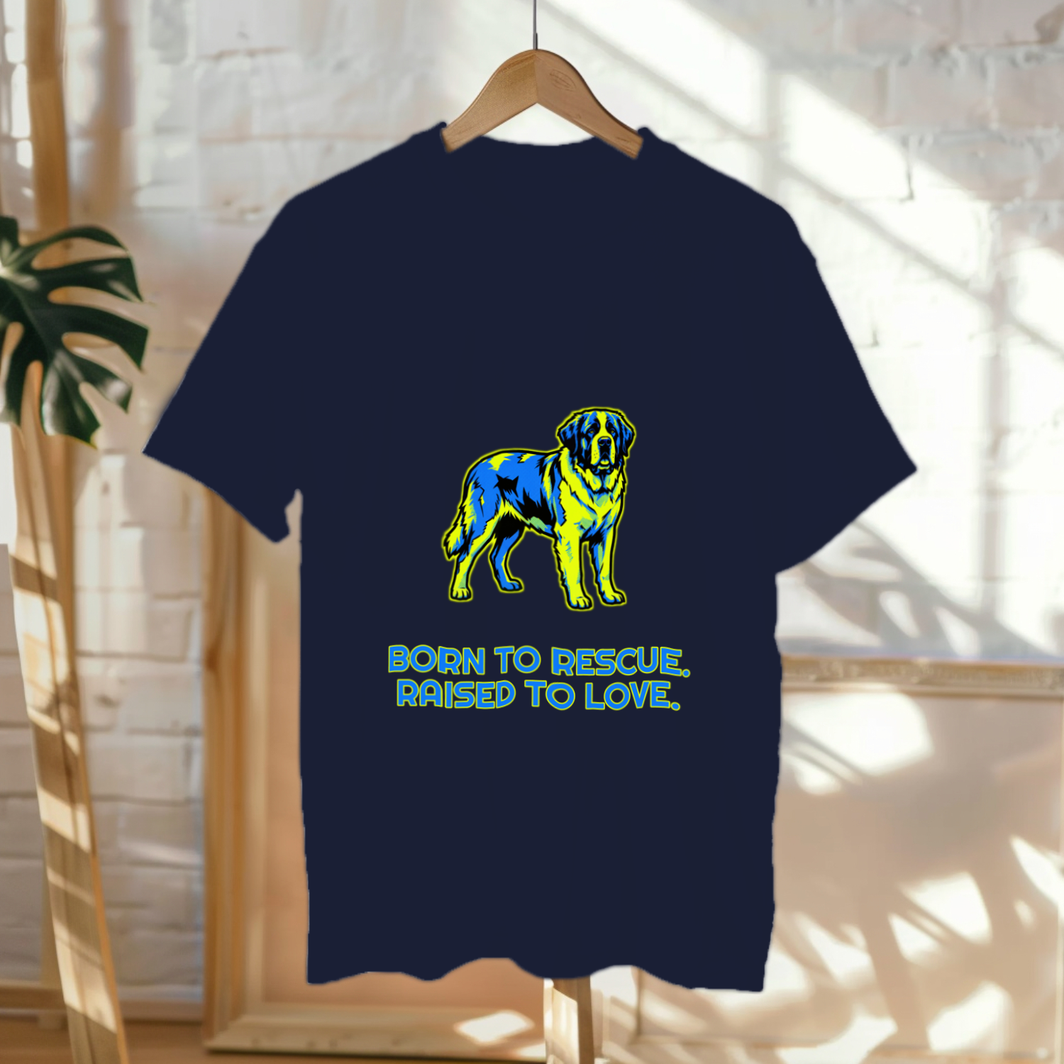 Saint Bernard Gift Shirt | Born to Rescue | Dog Lover Art | Noble Giants