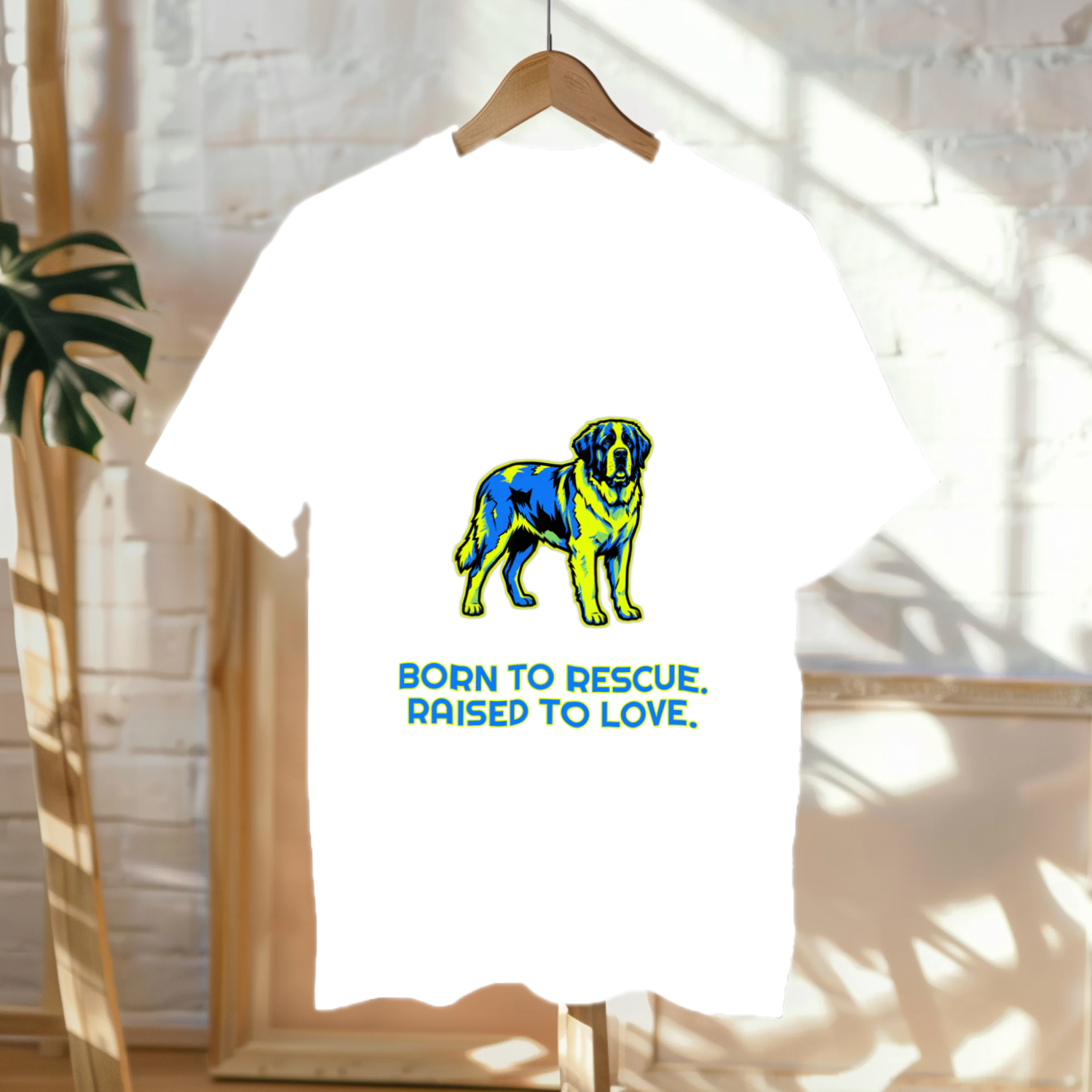 Saint Bernard Gift Shirt | Born to Rescue | Dog Lover Art | Noble Giants