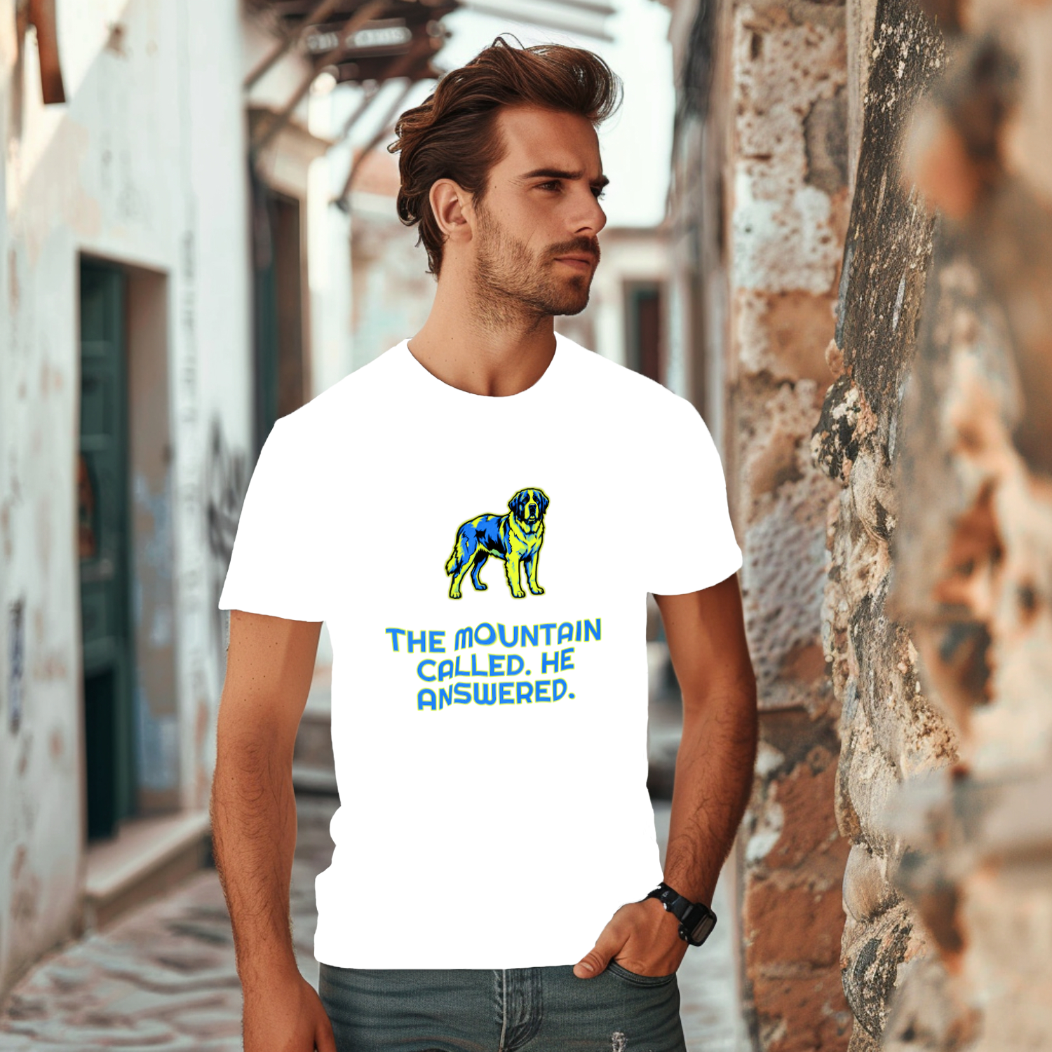 Saint Bernard Gift Shirt | The Mountain Called | Dog Lover Art | Noble Giants