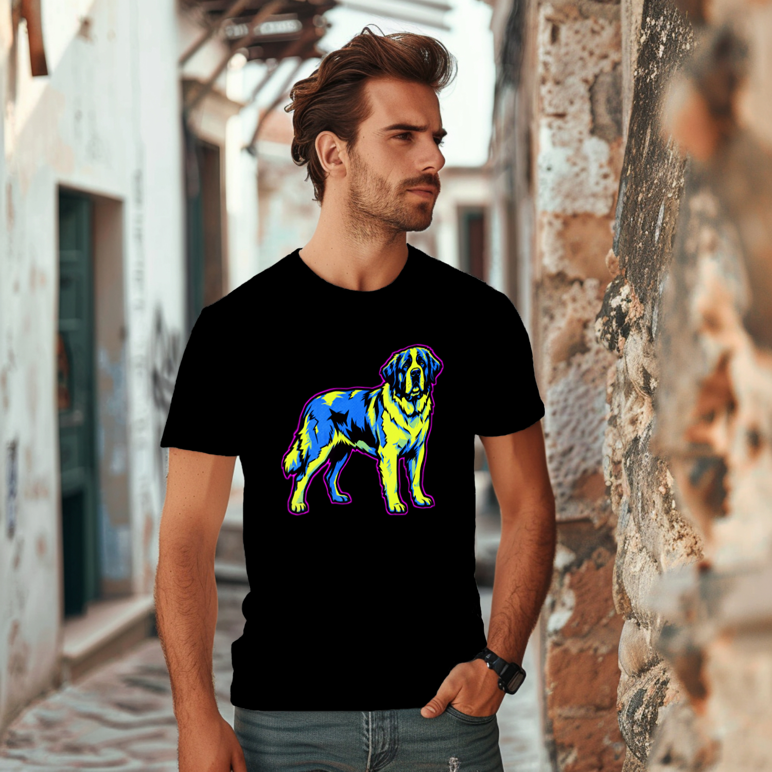 Saint Bernard Gift Shirt | Comic Pop Art Portrait | Giant Breed Dog Gift | Noble Giants