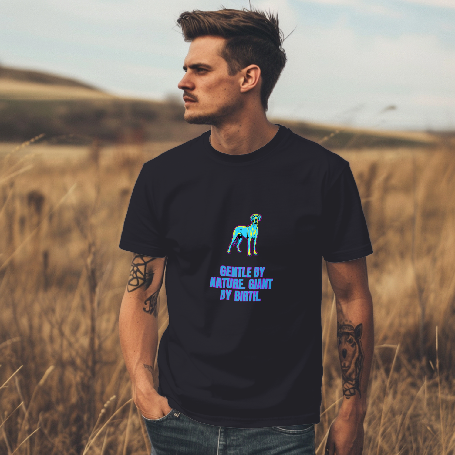 Great Dane Dog Lover Tee | Gentle by Nature | Giant Breed Art | Noble Giants