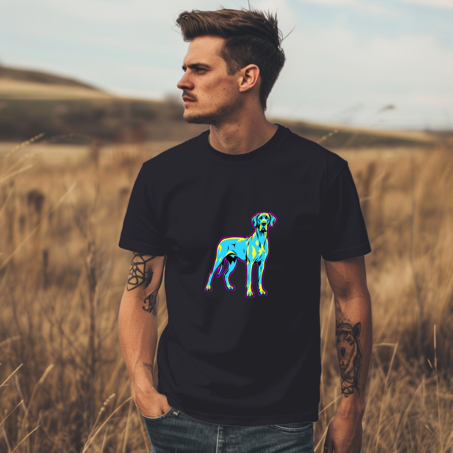 Great Dane Dog Lover Tee | Comic Pop Art Portrait | Giant Breed Dog Gift | Noble Giants