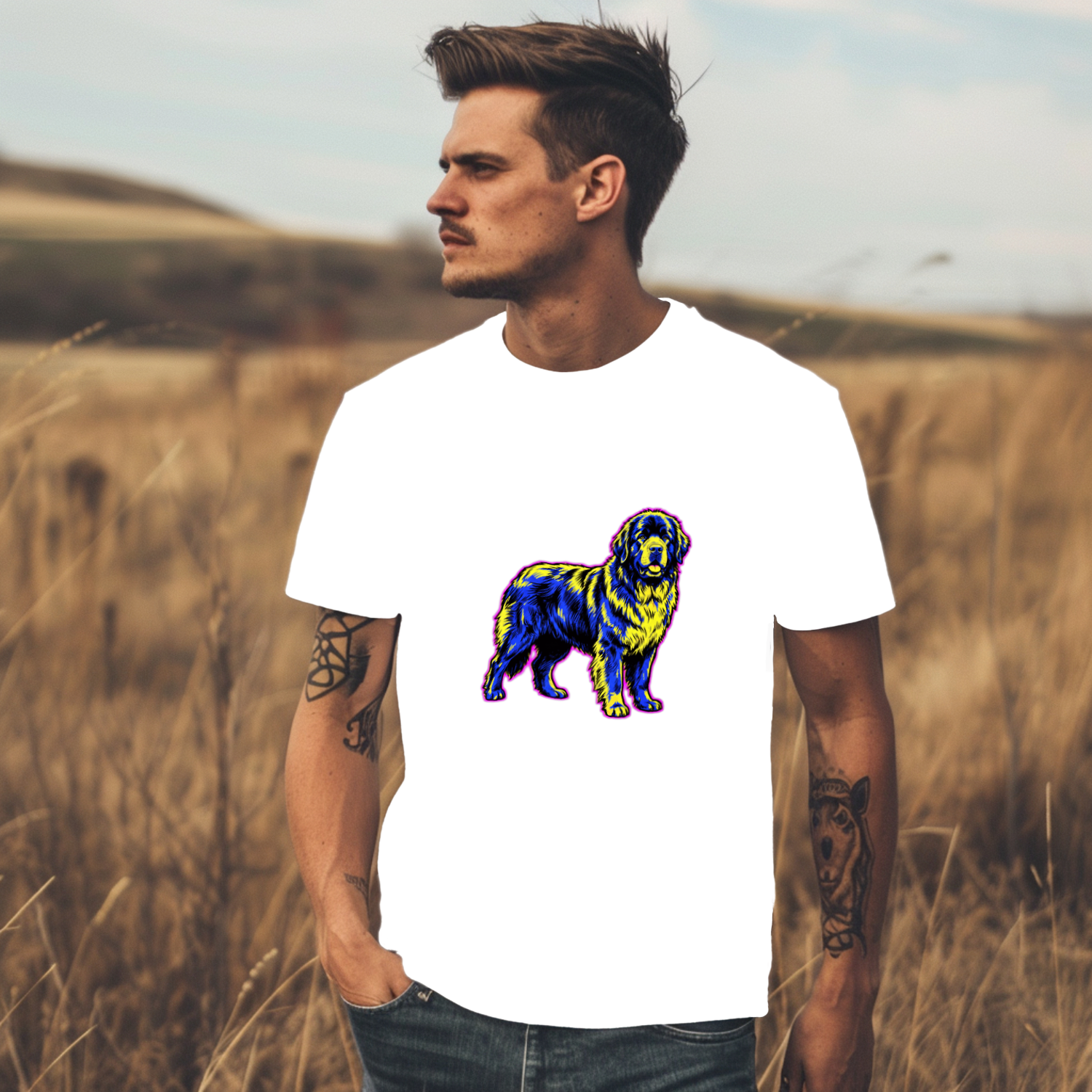 Newfoundland Dog Lover Tee | Comic Pop Art Portrait | Giant Breed Dog Gift | Noble Giants
